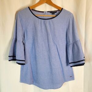 Tommy Hilfiger Blue Flare Sleeve Blouse